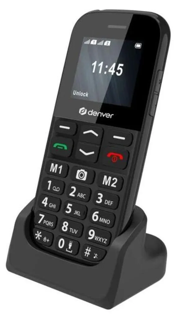 Téléphone mobile Denver BAS-18800L avec bouton SOS et écran LCD lisible