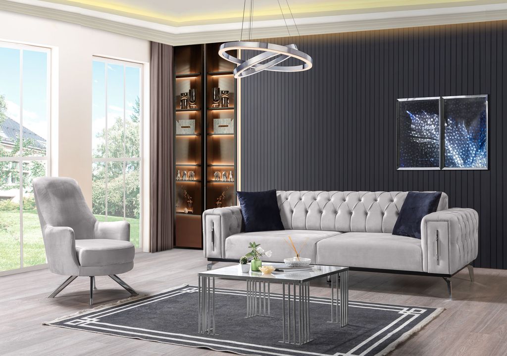 Couchgarnitur INCI : 3+2+1 / Farbe Grau Produktbild 