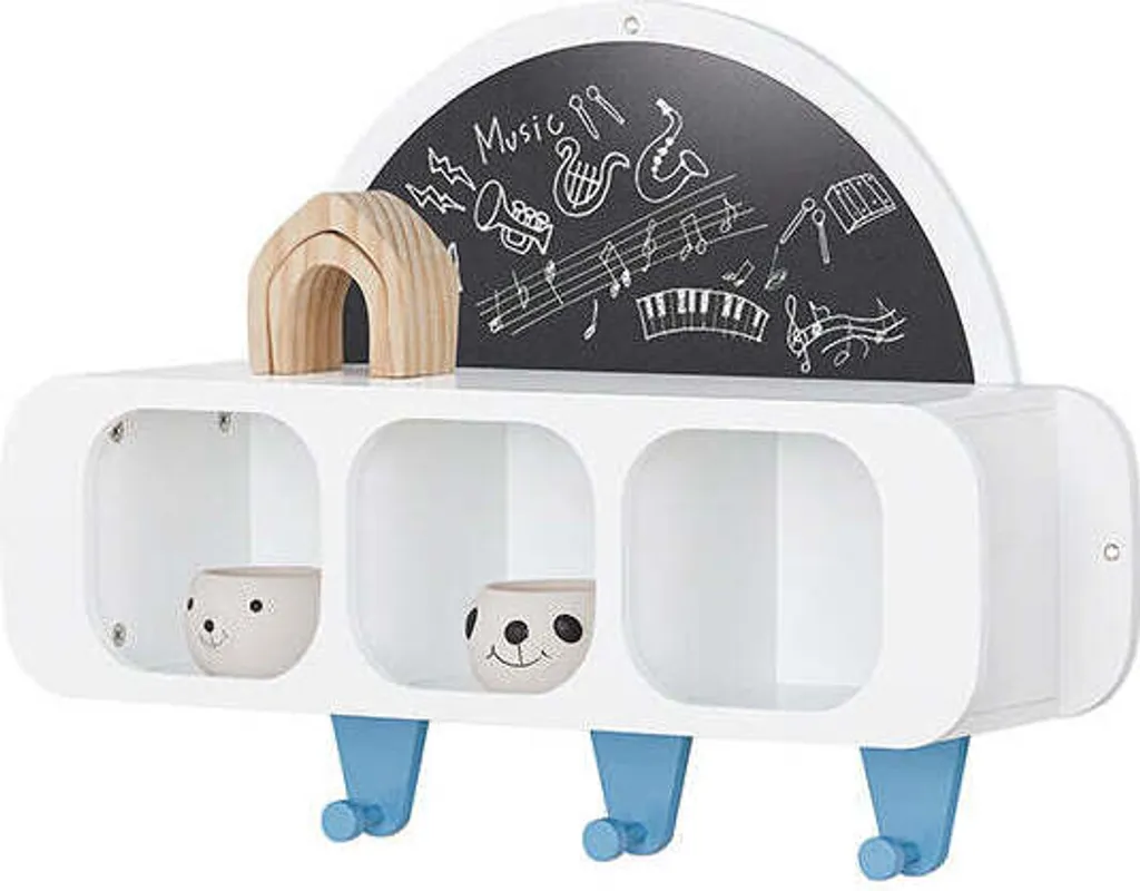 Meuble enfant anti-désordre avec porte-manteaux et tableau créatif