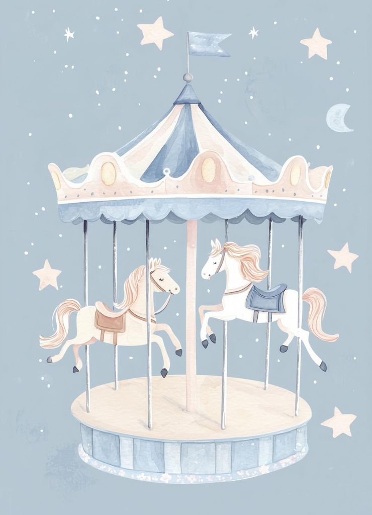 Plakat 13x18cm Muster für Kinder, Mädchen fürs Zimmer - Karussell