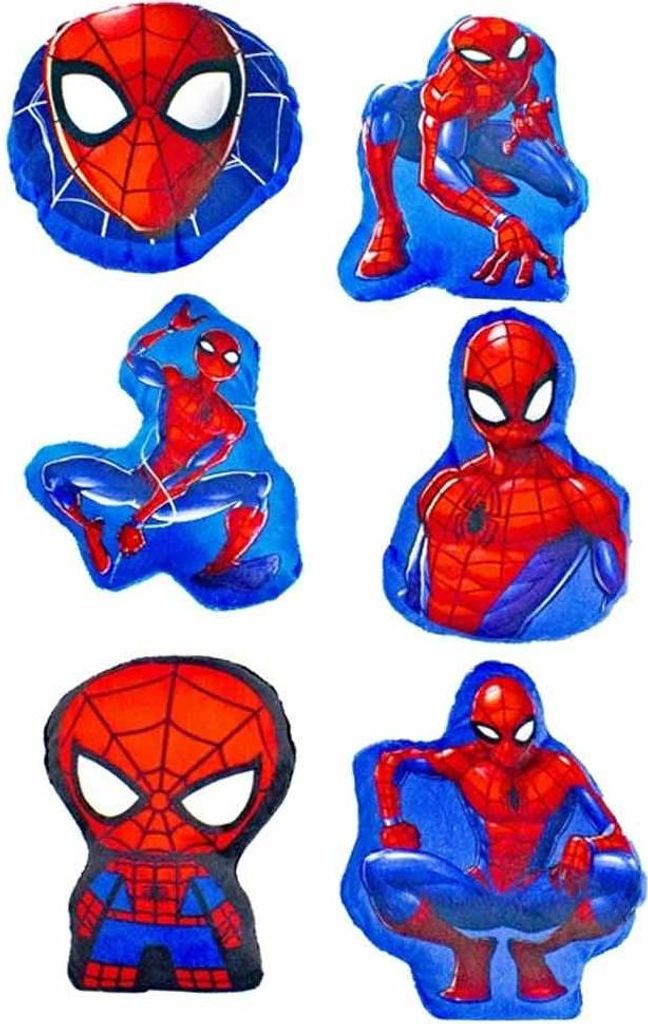 6 Stück Spiderman Plüsch Kissen bedruckt - ca. 15 cm
