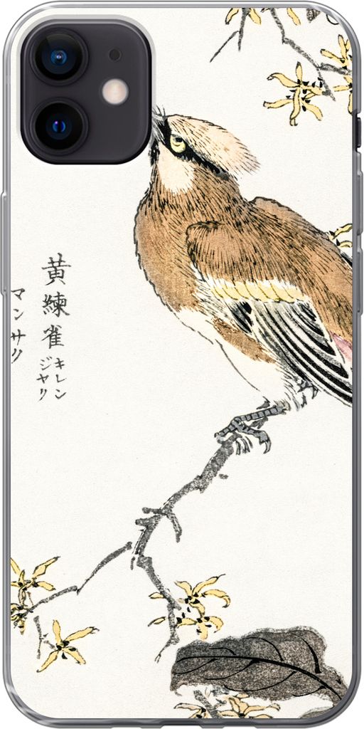 MuchoWow Handyhülle Schutzhülle Hülle für Telefoonhoesje iPhone 12 mini Vintage - Vogel - Japanisch - Schriftzeichen Silikon Softcase Handy H...