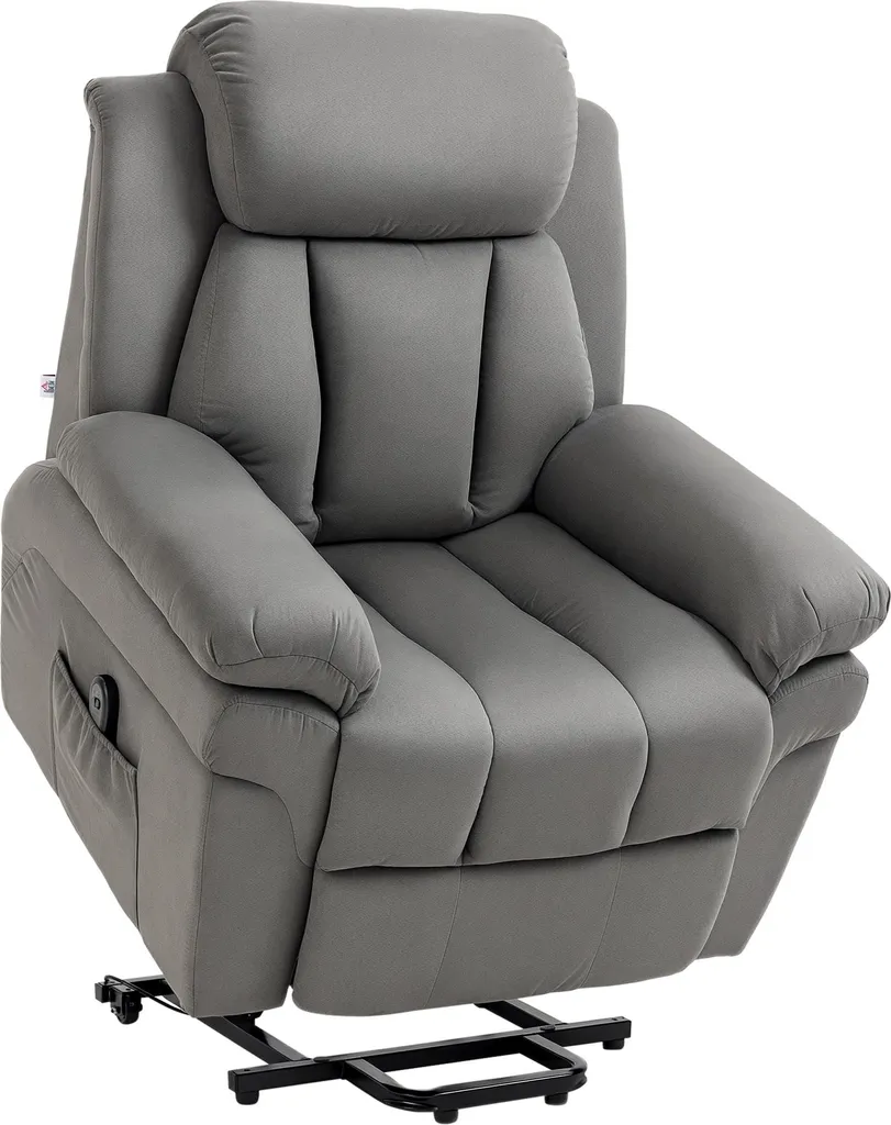 HOMCOM Fauteuil Releveur Électrique Gris avec Dossier et Repose-Pied