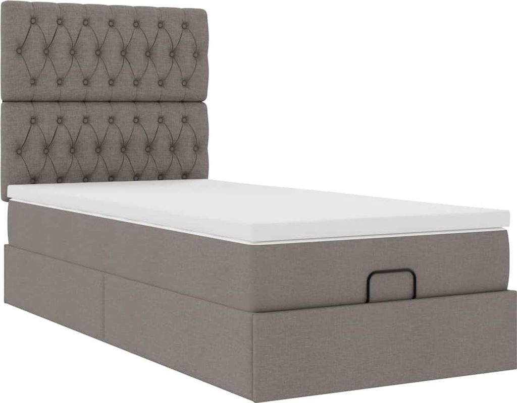 Ottoman-Bett mit Matratze Taupe 90x200 cm Stoff