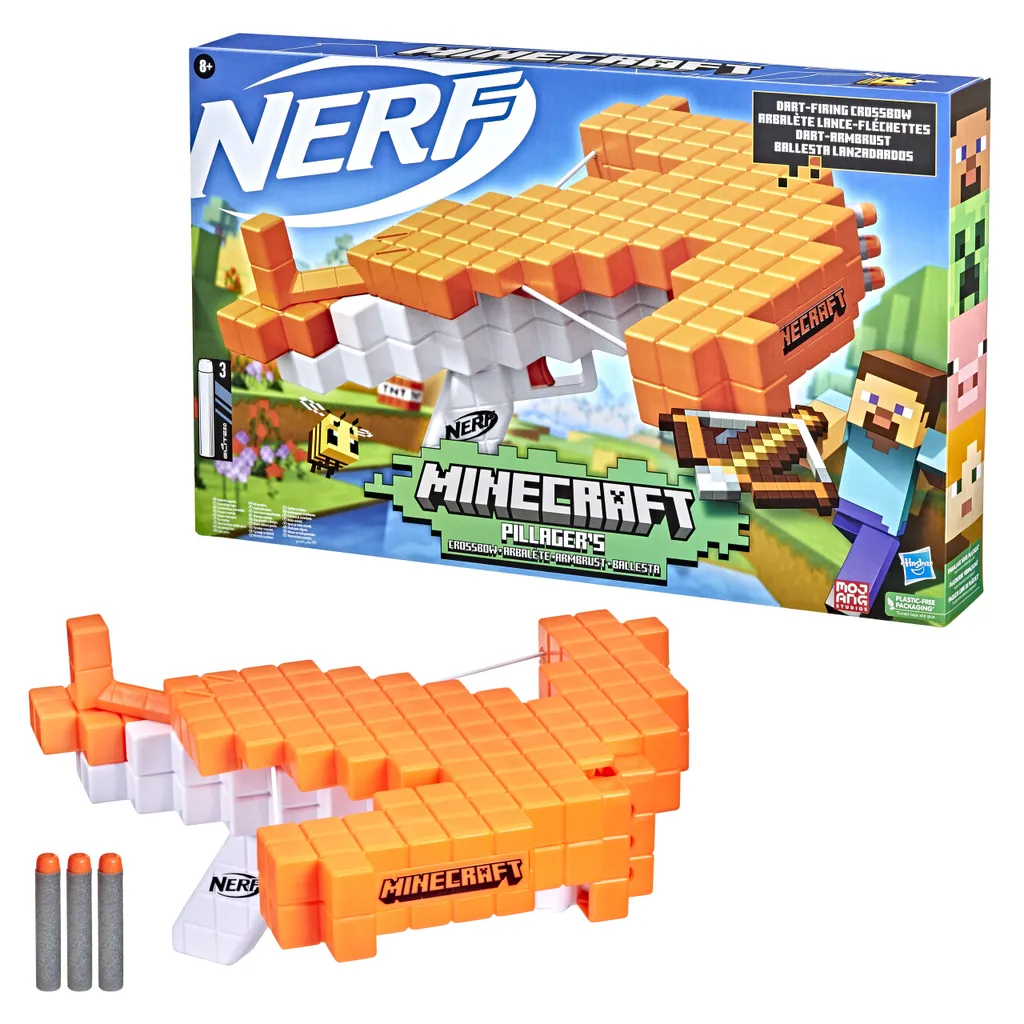 Arbalète Nerf Minecraft Pillagers Crossbow avec 3 fléchettes Elite 2.0