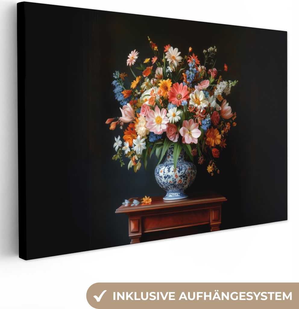 Leinwand Bilder 30x20 cm - Blumen - Strauß - Elegant, Wandbilder, Wanddeko Wohnzimmer, Bild