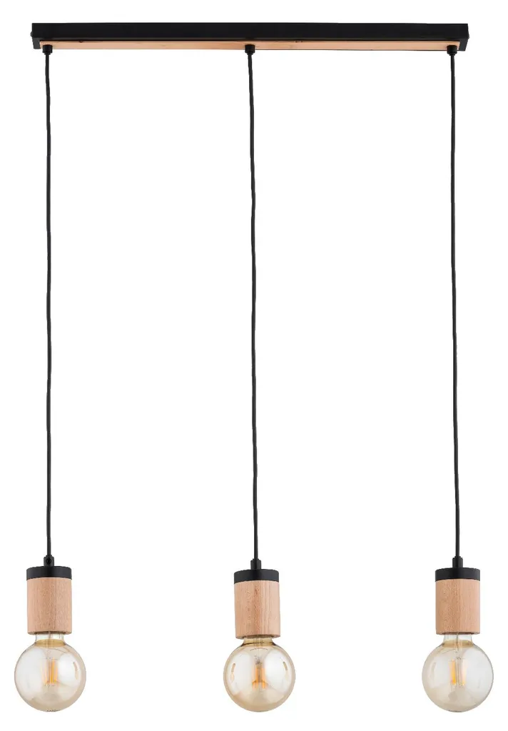 Lustre suspension en bois 3 lumières SAFARI pour salle à manger