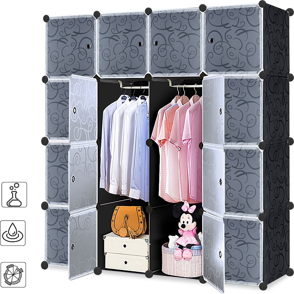 Sessamen-LP Kleiderschrank, DIY Regalsystem, Aufbewahrung Schrank, PP-Kunststoff mit Tür Garderobenschrank, Wasser und Staubdicht für Schlafzimme...