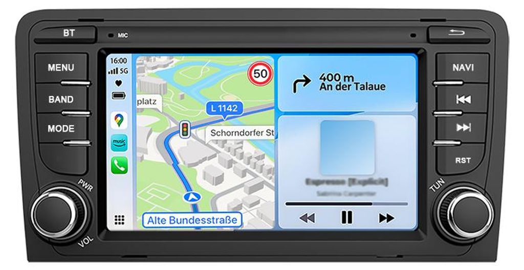 7 Zoll 2+64GB Android Autoradio Für Audi A3 S3 RS3 8P 2003-2012 Wireless CarPlay Android Auto WiFi GPS Navi RDS DSP DAB+ BT
