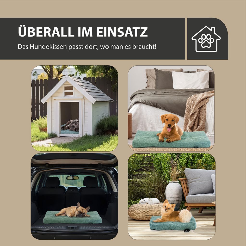 Rohrschneider Hundebett EU | Hundematte mit Anti-Rutsch Unterseite | strapazierfähiges Hundekissen für kleine, mittelgroße & große Hunde | Ka...