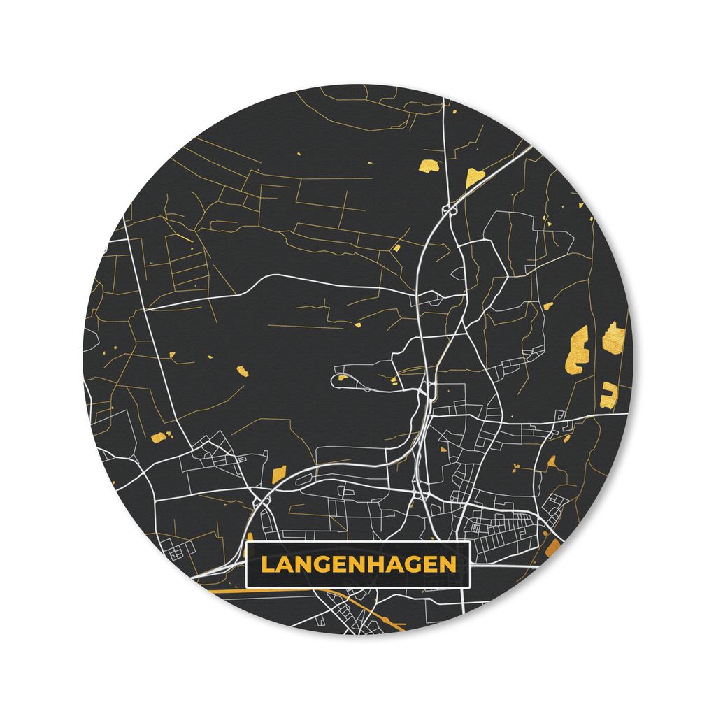 MuchoWow Mauspad Mousepad Stadtplan - Karte - Deutschland - Gold - Langenhagen - Karte 20x20 cm - Mousepads - Maus Mat - Pad - Mausunterlage - Sc...