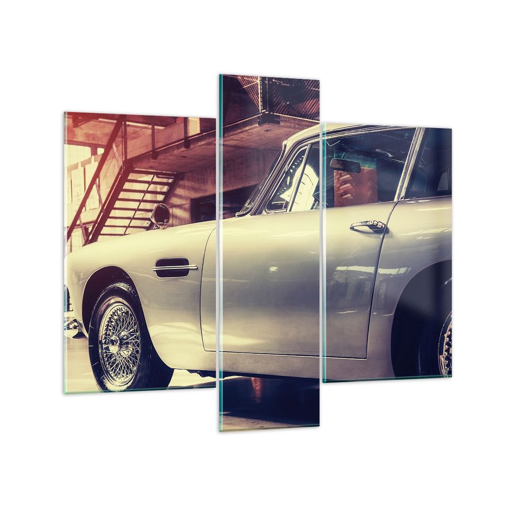 Bilder auf glas - Autogarage - 95x80cm - Glasbilder - Wandbilder - Bilder - Kunstdruck - zum Aufhängen bereit - Wanddekoration aus Glas - Glas Bil...