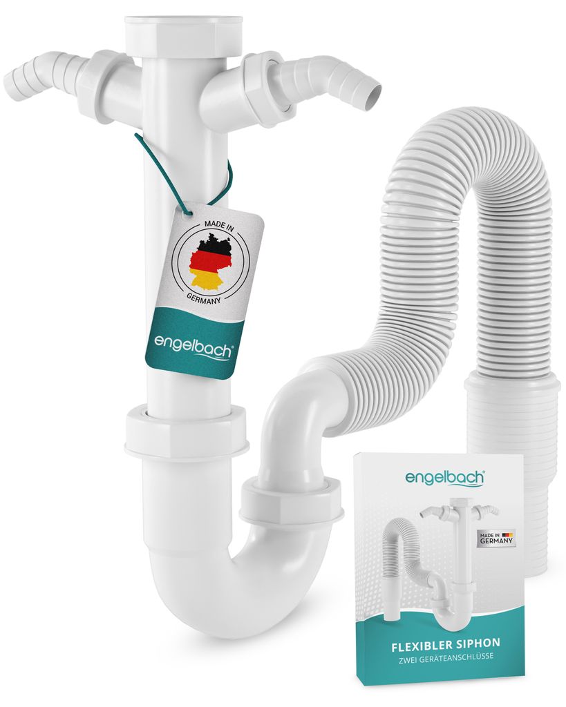 Engelbach Siphon für Küchenspüle, Flexibler Ablaufschlauch, Produktbild 