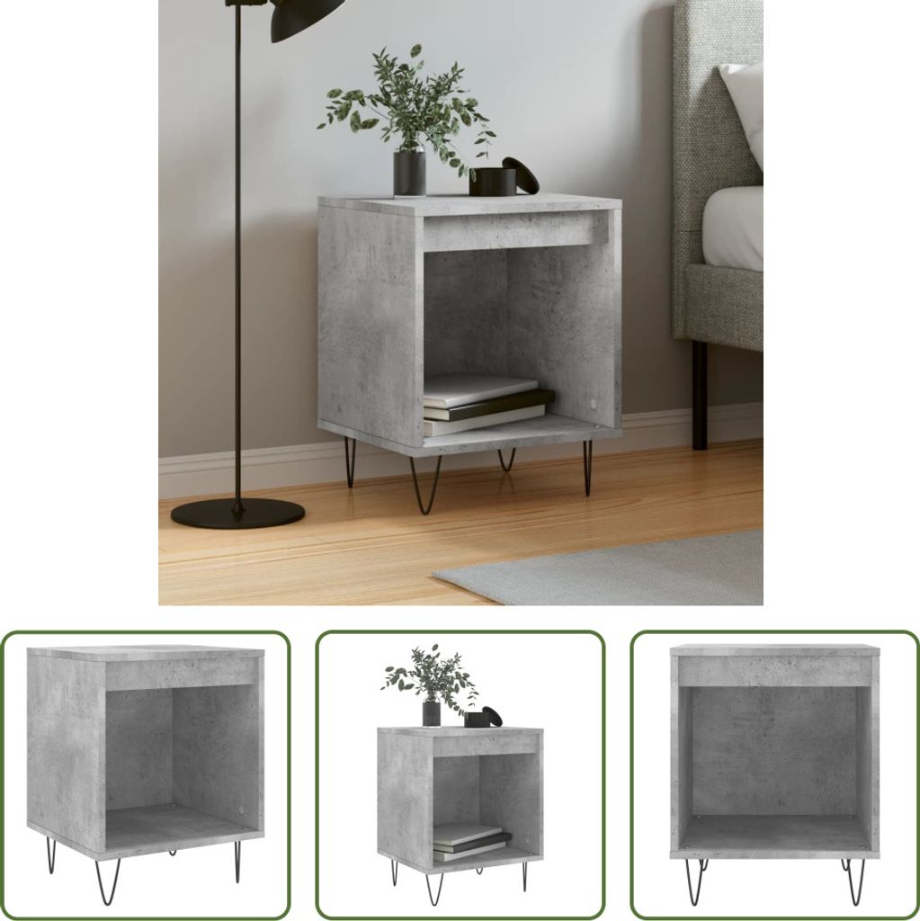 The Living Store Nachttisch Betongrau 40x35x50 cm Holzwerkstoff