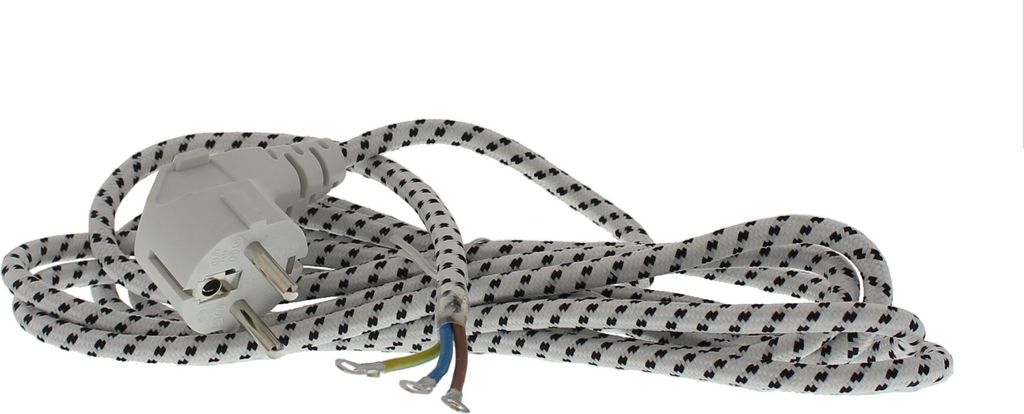 daniplus Bügeleisenanschlussleitung 3 Mtr., Kabel für Bügeleisen 3x0,75mm, Textilummantelt