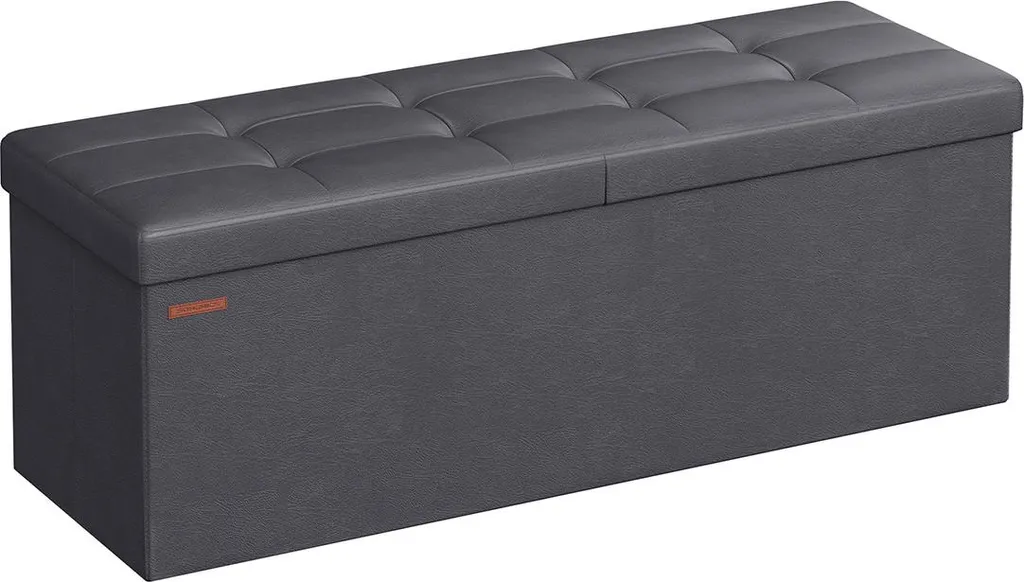 Banc pliant 120 litres gris foncé 110 x 38 x 38 cm - Coffre de rangement