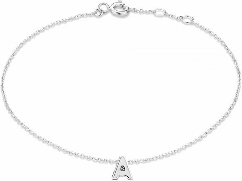 New Bling 9NB-909A Zilveren letterarmband - Letter A - lengte 16,5+1+1cm - gerhodineerd