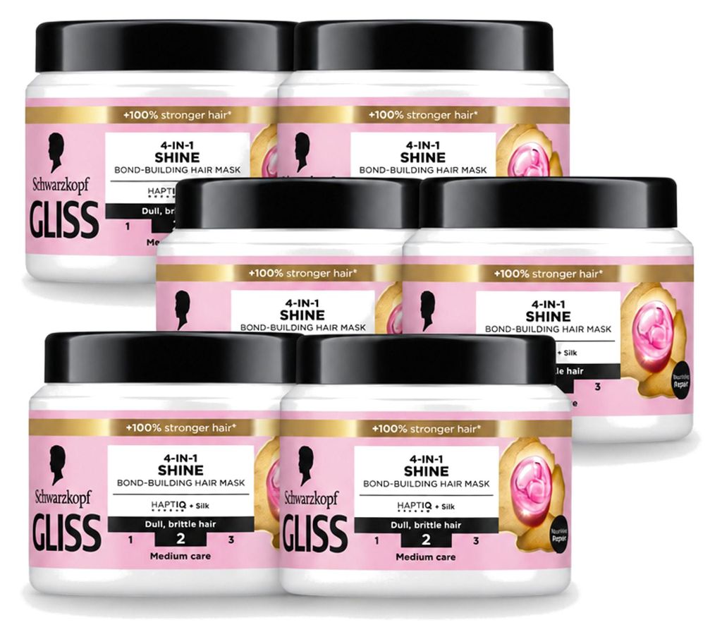 6 x Gliss Liquid Silk 4-in-1 haarmasker - 400 ml - Productafbeelding 