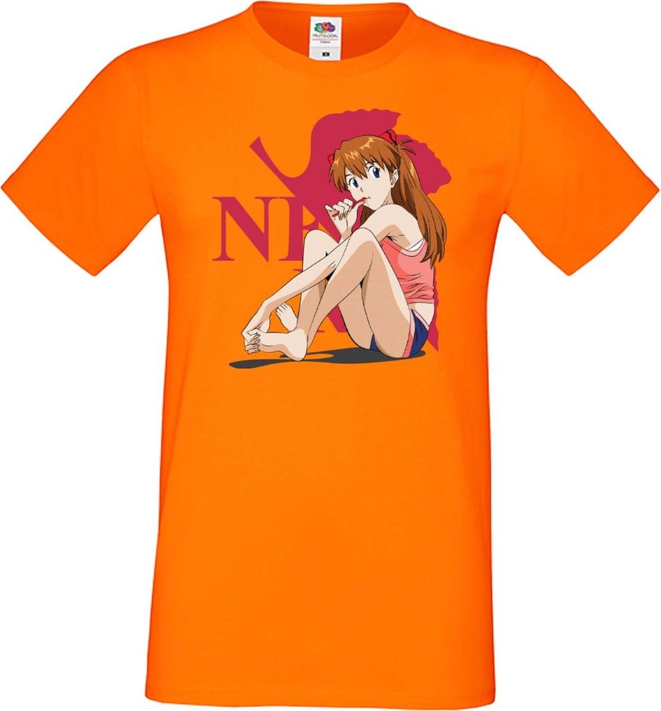 Herren T-Shirt Anime Manga Neon Anime Genesis Manga Evangelion Asuka Langley Soryu 02 Asuka Neon, Man S / Blau