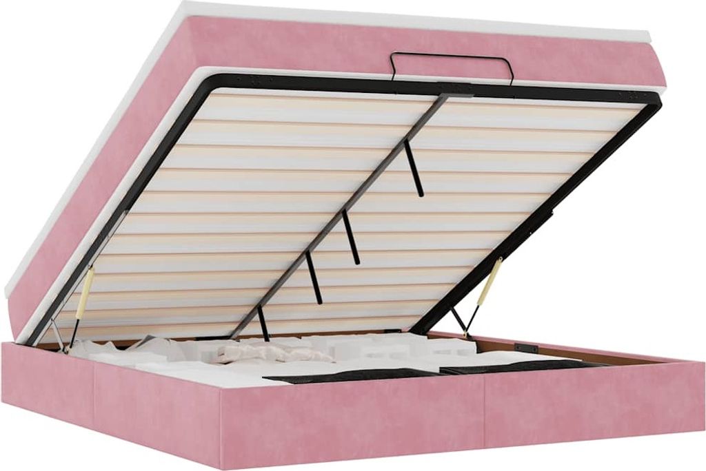 vidaXL Ottoman-Bett mit Matratze Rosa 180x200 cm Samt