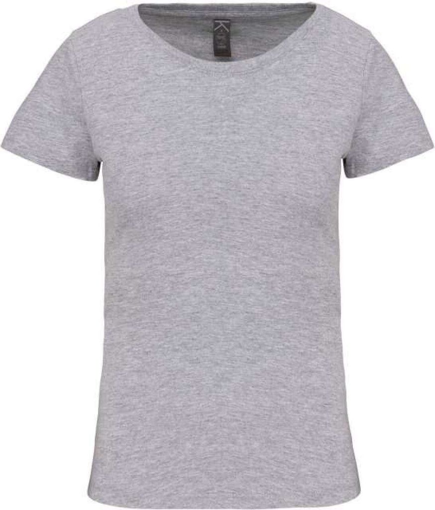 Kariban Damen T-Shirt Baumwolle Kurzarm Basic Shirt Rundhals, Größe:XL, Farbe:Oxford Grey
