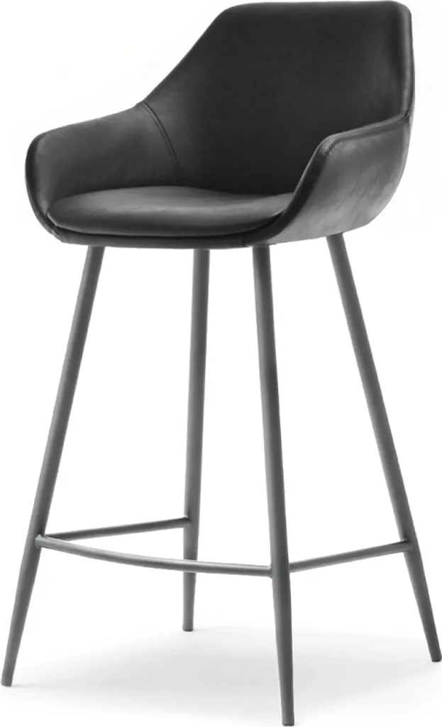 Tabouret de bar noir LORNA - Chaise haute de cuisine style industriel