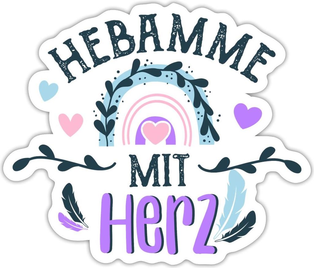 Spreadshirt Hebamme Mit Herz Hebammengeschenk Sticker Aufkleber, 10 x 10 cm, Mattweiß