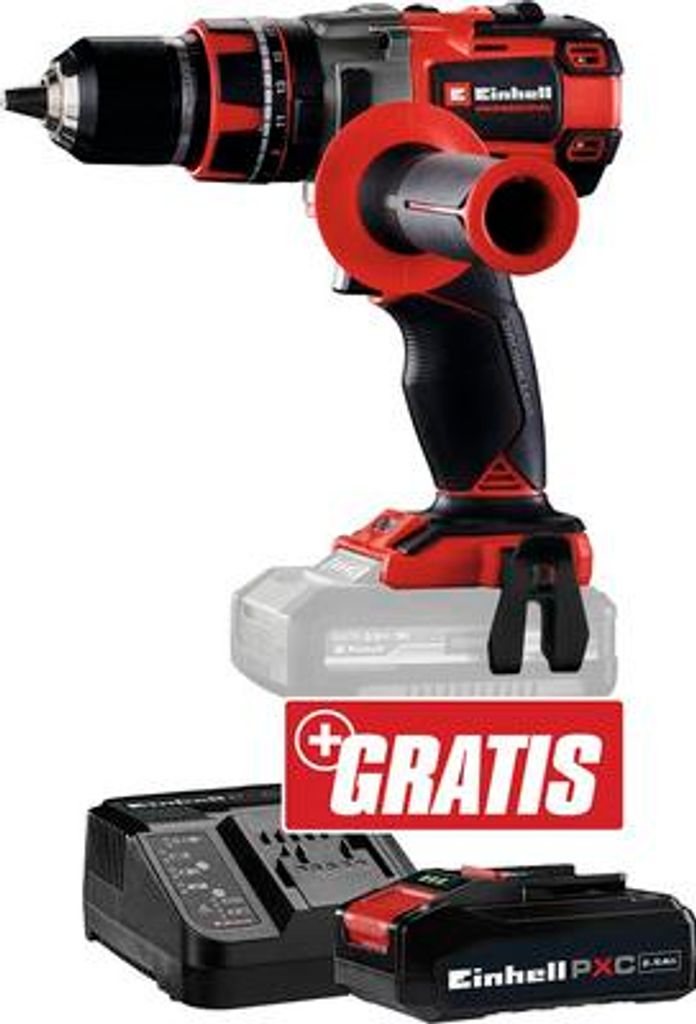 Einhell Akku-Schlagbohrschrauber TP-CD 18/80 Li-i BL 2,5 Ah + GRATIS Zugabeartikel PXC Starter-Kit 18V 2,5 Ah