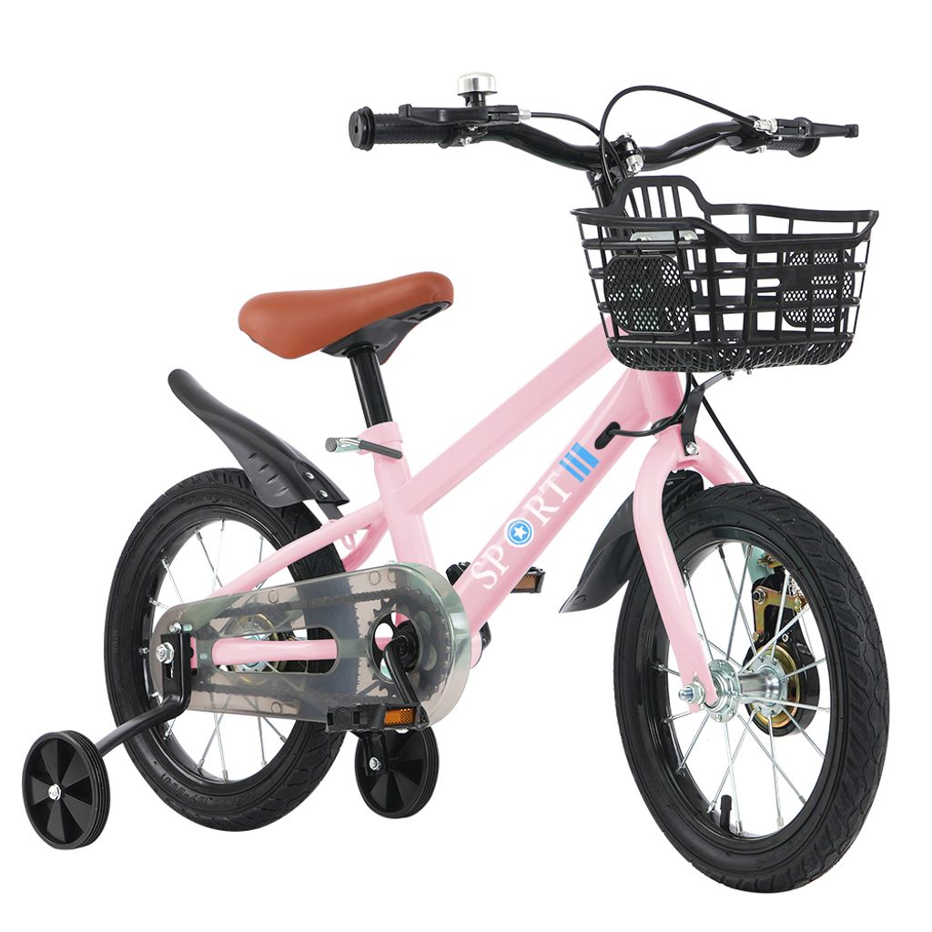 14 Zoll Kinderfahrrad,Fahrrad Kinderrad mit Stützräder & Korb für ab 2-5 Jahre,Tretfahrrad Fahrrad für Schulung Outdoor Reiten,Höhenverstellba...