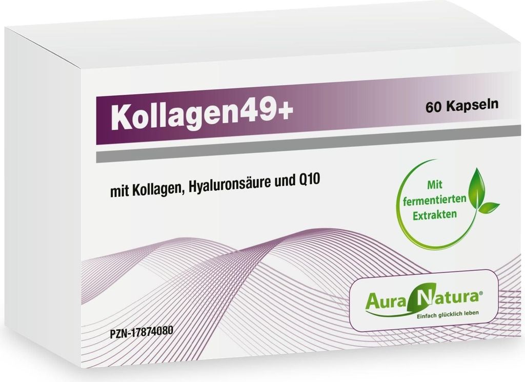 Kollagen Kapseln mit Hyaluronsäure & Coenzym Q10 – mit dem Kollagen49+ Komplex von Aura Natura – für Haut, Gelenke & Anti-Aging – 60 Kapseln