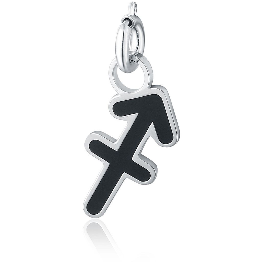 Charm Sternzeichen Schütze, hypoallergener Stahl, Karabinerverschluss, Schwarz