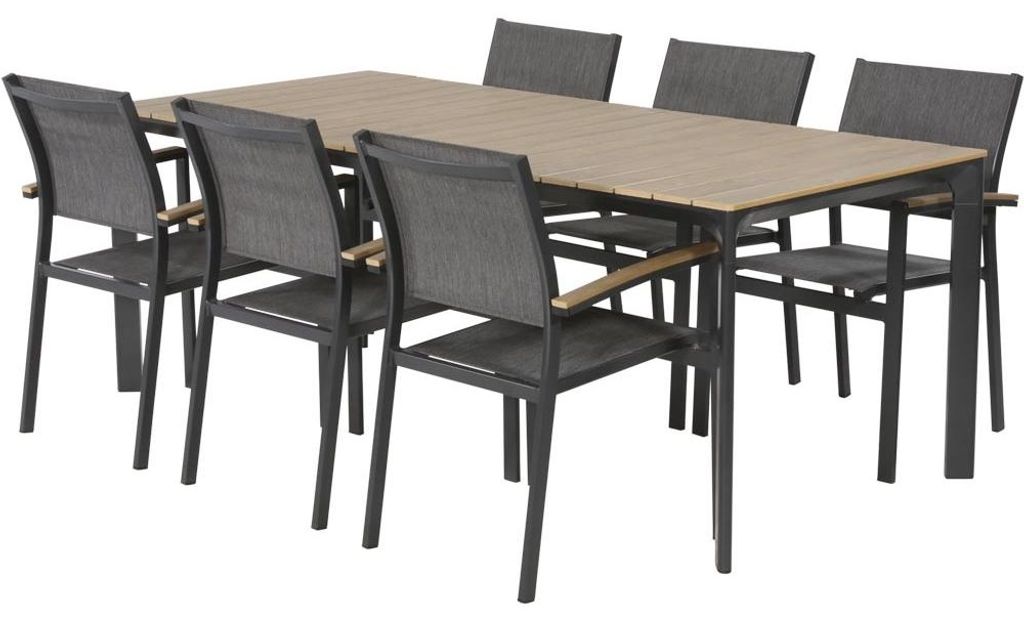 Lesli Living - Gartentisch Arezzo - Schwarz - 200x90x74cm