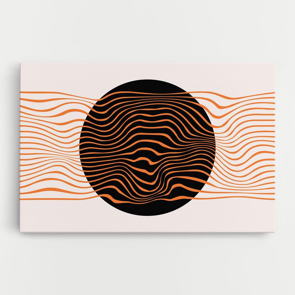 ARTHUB Leinwandbild 40x60 cm, Black Circle | Wohnzimmerdekoration, Hängende Bilder, Wanddekoration, Heimdekoration, Abstrakte, Minimalistische