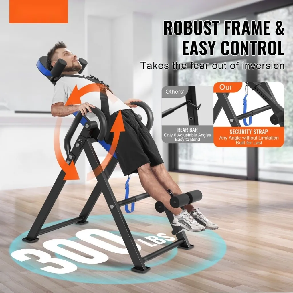 Table d'inversion pliable pour le dos en bleu - Détente optimale chez soi - 2