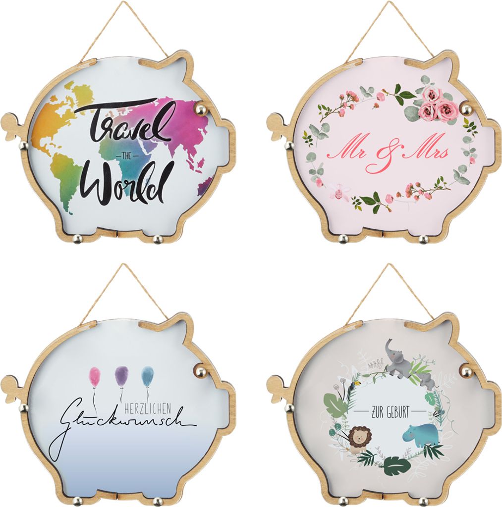 Geldgeschenk Spardose Sparschwein 4 verschiedene Hintergründe Geschenk 17 x 21cm