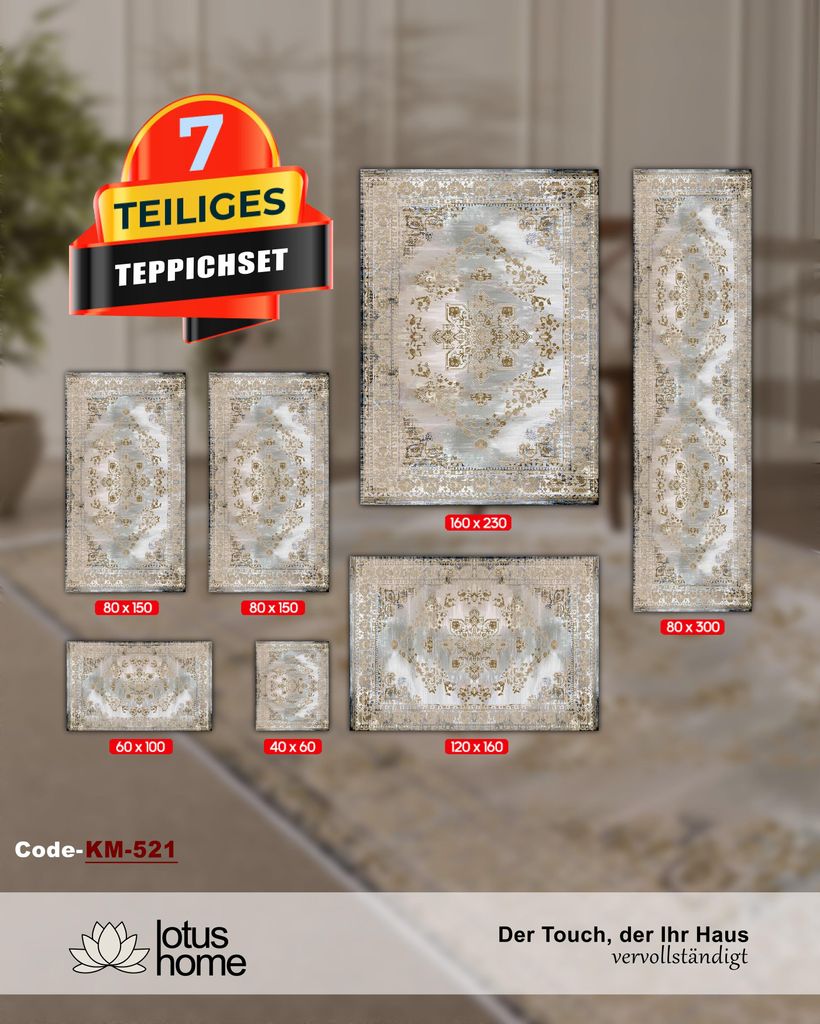 7-teiliges Teppich-Set KM-521. Produktbild 