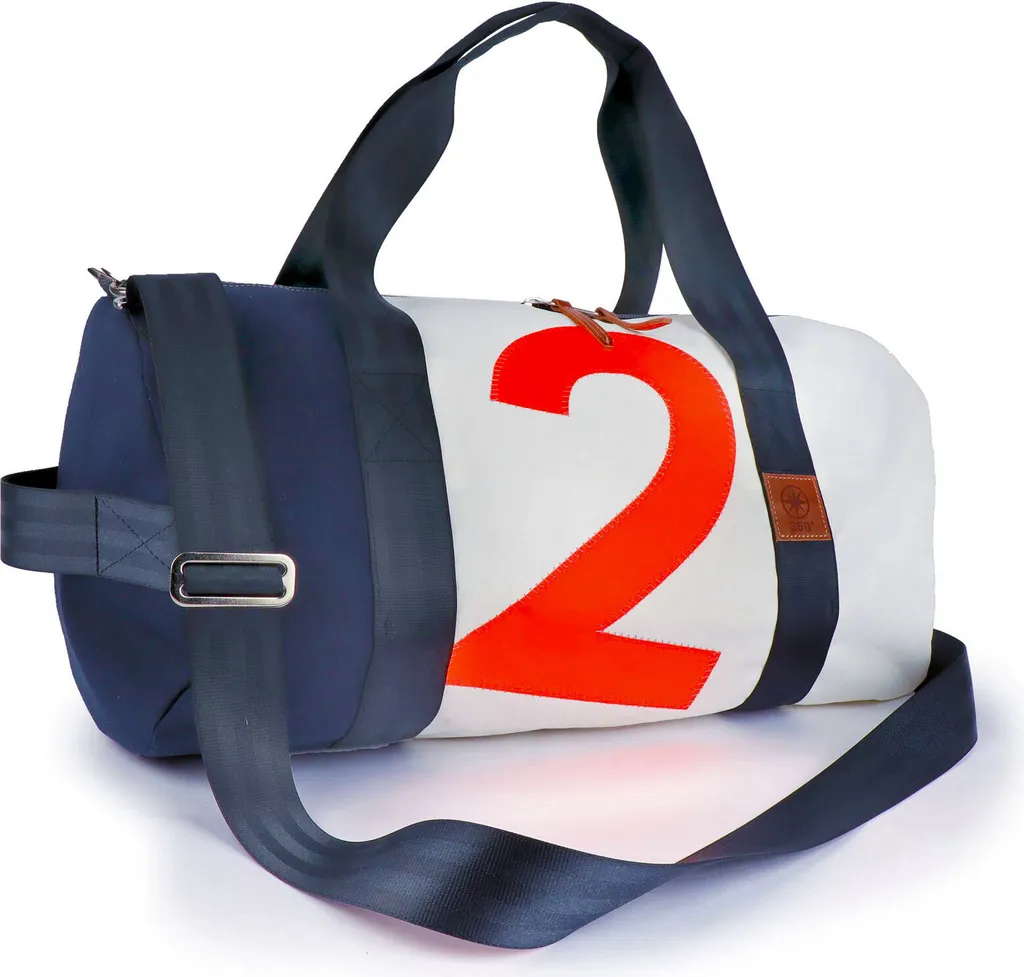 Sac de cabine Pirat toile recyclée Blanc Bleu Orange pour avion et train