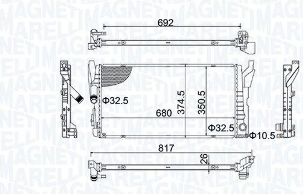 MAGNETI MARELLI 350213202800 Kühler Wasserkühler Produktbild 