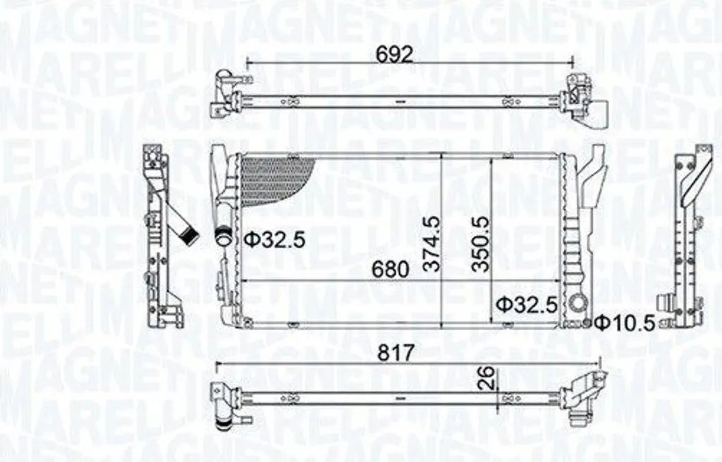 Radiateur moteur Magneti Marelli avec faisceau aluminium pour BMW et MINI