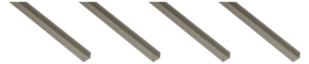 4-teiliges U-Profilset | geeignet für 19 mm dicke Spanplatten | Aluminium, silber eloxiert | 1000 x 22 x 15 mm
