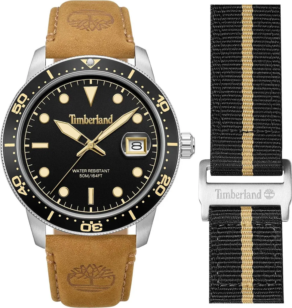 Coffret Montre Homme Timberland Peatfield Bracelet Cuir et Look Baroudeur