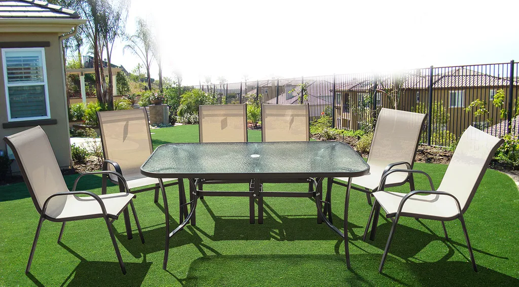 Table de jardin 6 places NABBI noire 150 cm pour terrasse et balcon