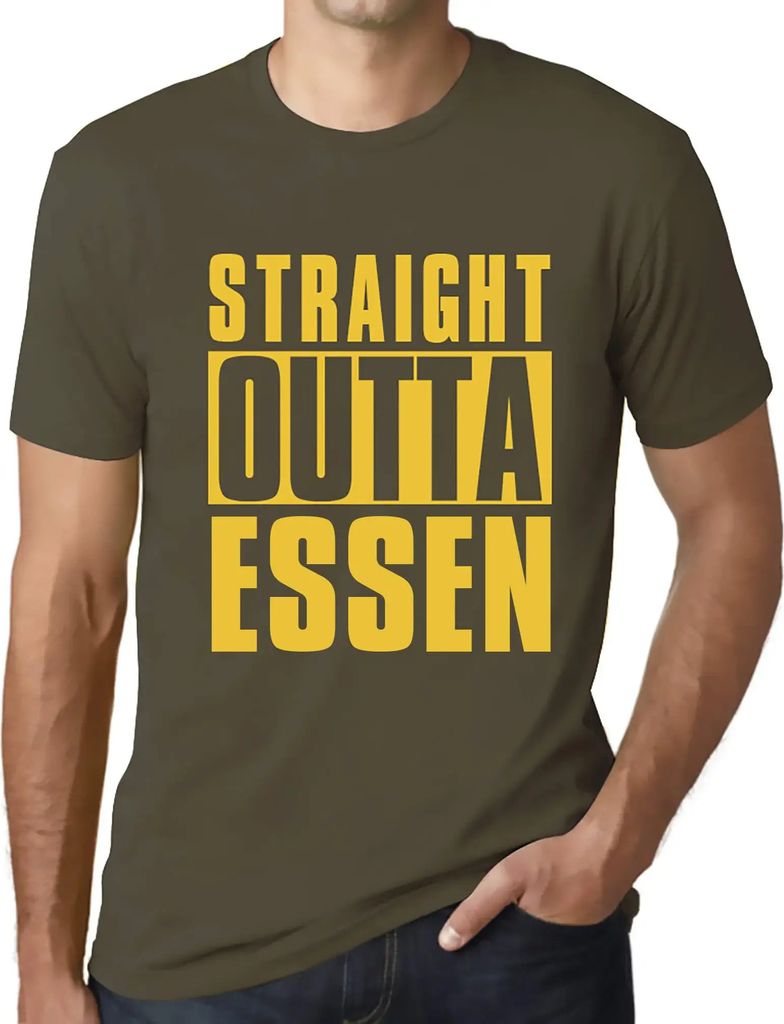 Herren Grafik T-Shirt Straight Outta Essen Öko-Verantwortlich Vintage Jahrgang Kurzarm Lustige Druck Geburtstag Geschenk Mann