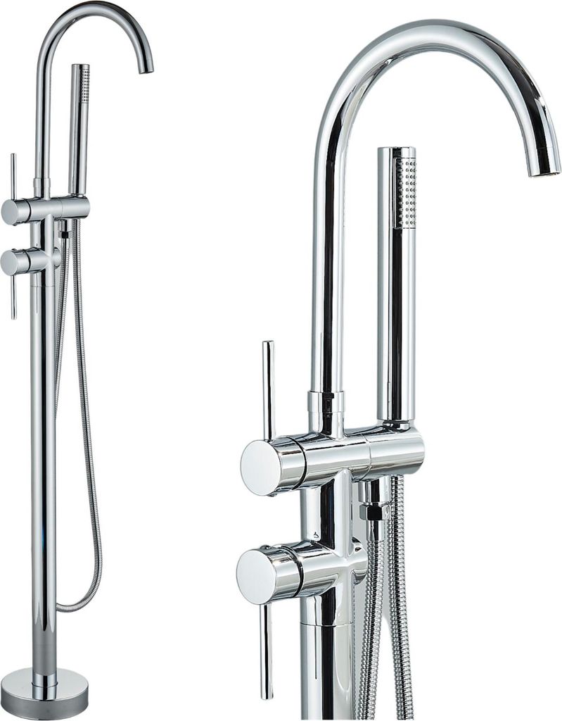 Ari Slim Tube Freistehende Badewannenarmatur Chrom Mit Handbrause