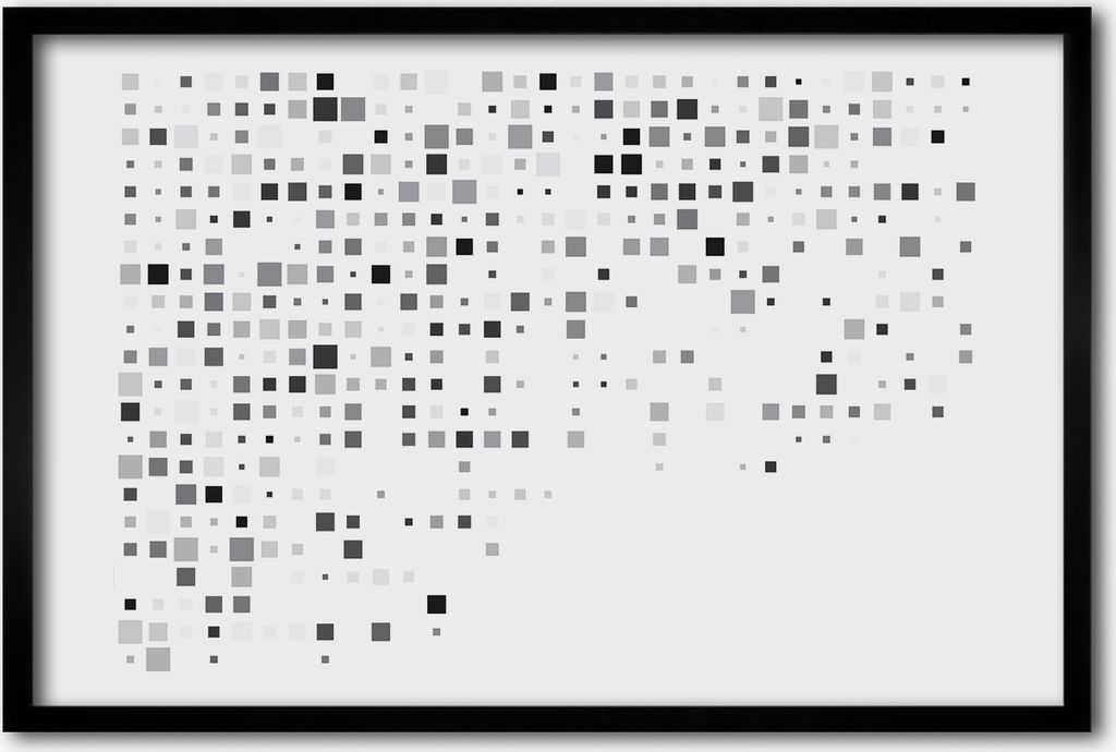 Bild 60x40 MDF-Rahmen, Wandkunst abstrakt Quadrate