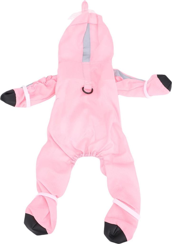 Hunde-Regenmantel mit Stiefeln, Loch für die Leine, 4-beinig, leicht, wasserfest, Regenjacke, Rosa, L