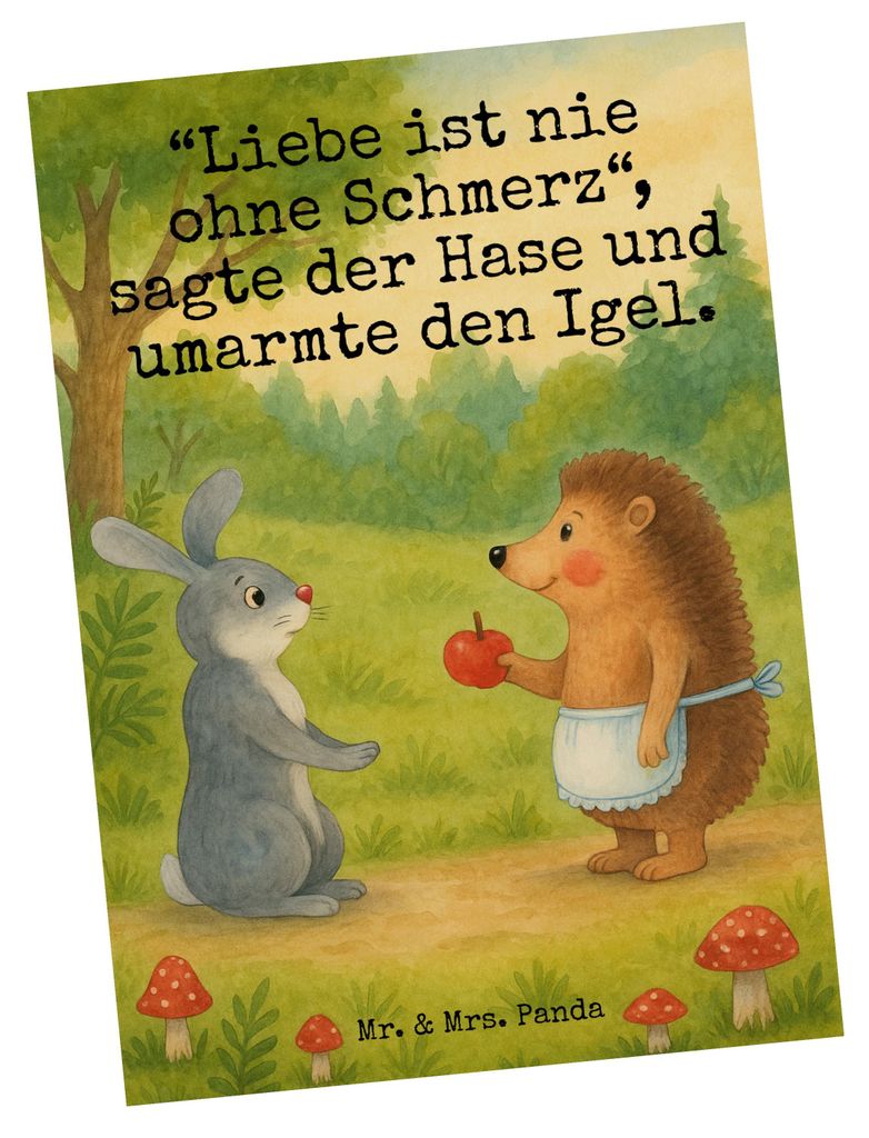 Mr. & Mrs. Panda Postkarte Hase Igel Design - Weiß - Geschenk, Liebe Spruch, Trösten, Grußkarte, und, Herzschmerz, Postkarten, Lustige Sprüche,...