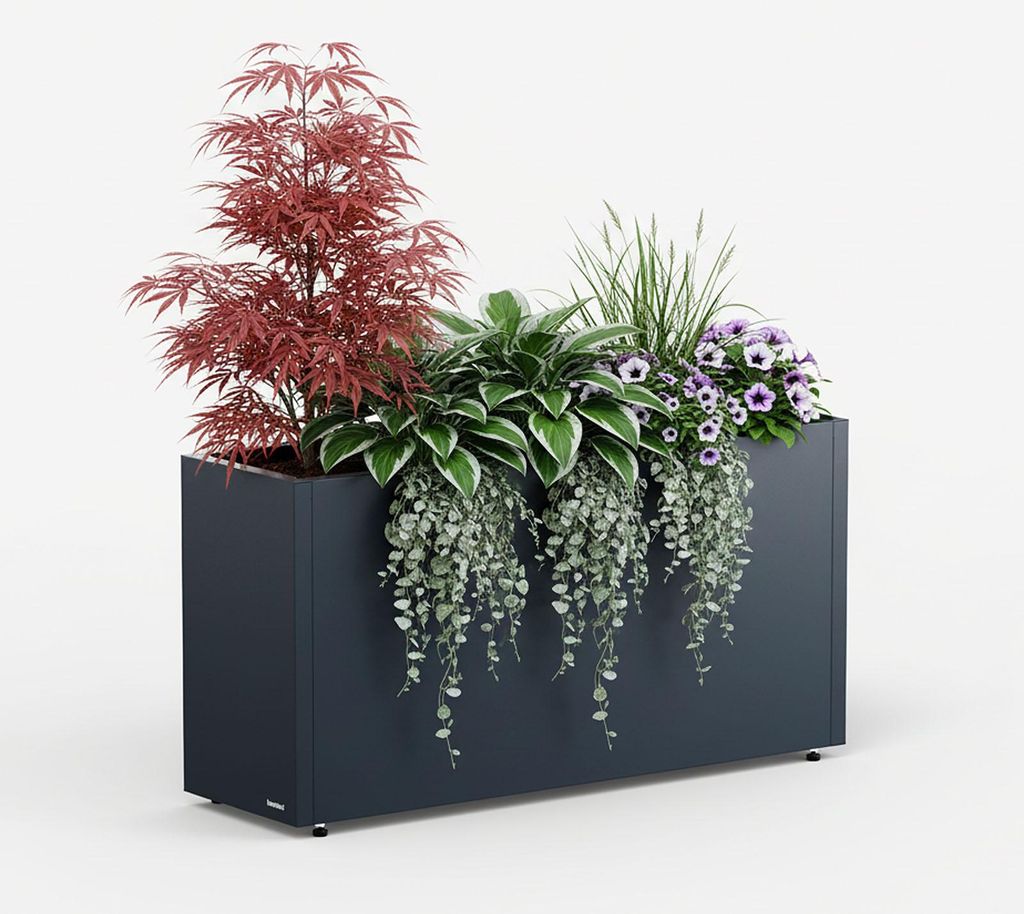 Herstera Garden Cube 30 M hoher Pflanzkübel rechteckig Anthrazit 150 L