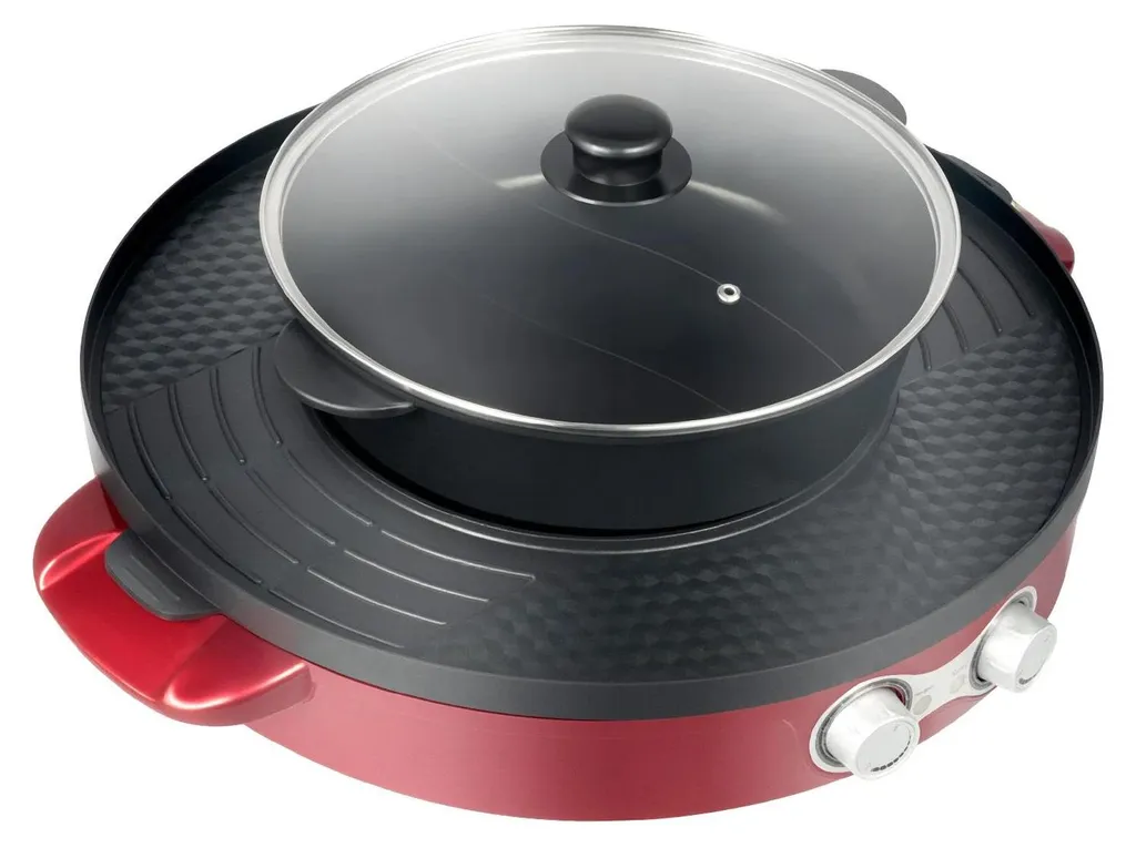 Marmite électrique facile à nettoyer 2200W avec grill antiadhésif rose