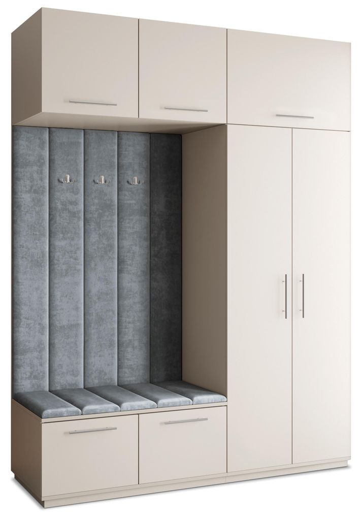 Masseno Garderobe-Set REMA 180/240/60 cm Modern Garderobenschrank Kaschmir, Veloursstoff MONOLITH 85 (Grau)